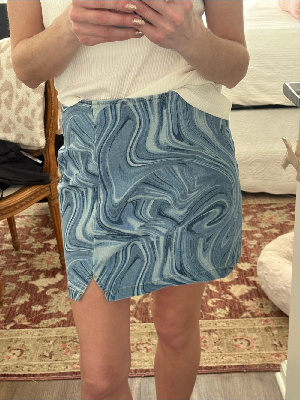 wild fable Blue Marble Swirl Mini Skirt